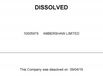 Ambershaw Limited dissolved