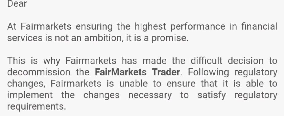 FairMarkets Trader taken down