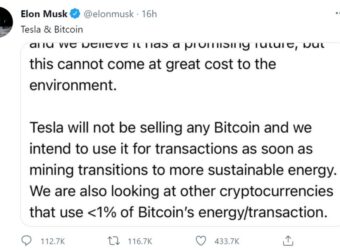 Elon Musk Tesla Bitcoin tweet
