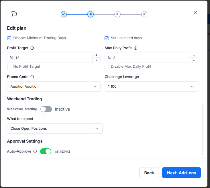 Leverate prop firm manual approval dashboard
