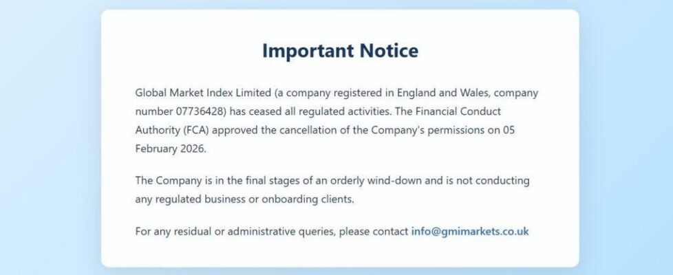 GMI UK website message