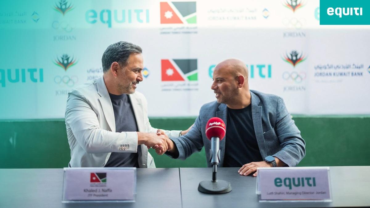 Lutfi Shahin, MD of Equiti Jordan, with Khalid Naffa, President of the JTF, at the partnership signing ceremony
