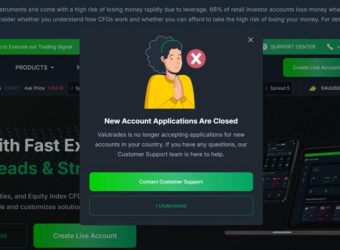 Valutrades new account applications closed
